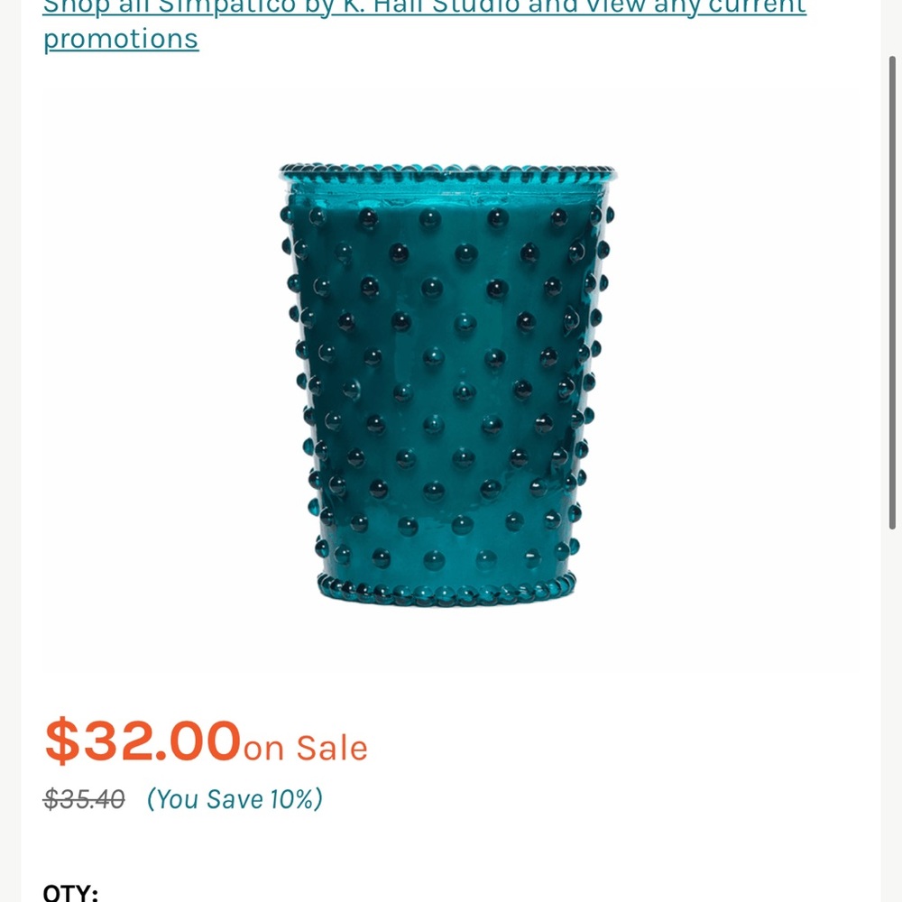 Simpatico Spanish Lime Hobnail Glass Candle